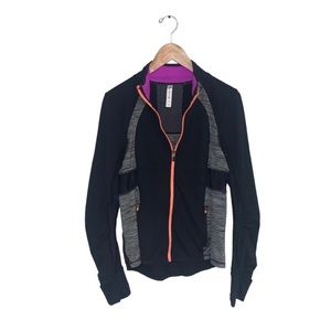 Kyodan Workout Jacket Women's Size Medium Black Peach Full Zip  Mesh Lightweight